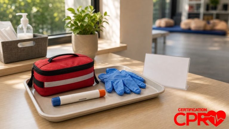 Anaphylaxis first aid training supplies for CPR and First Aid classes in Durham.