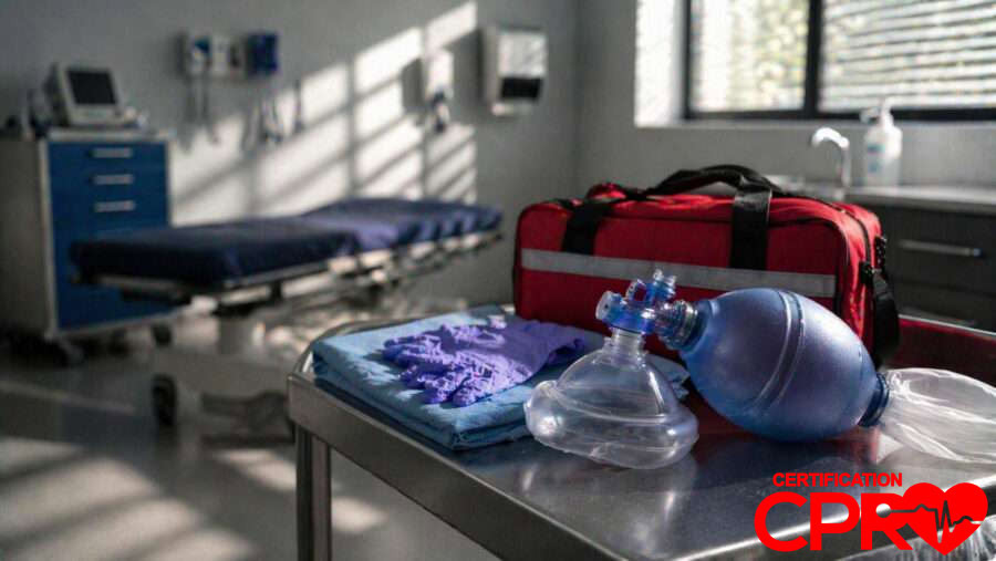 CPR training equipment in a medical classroom setting in Durham.