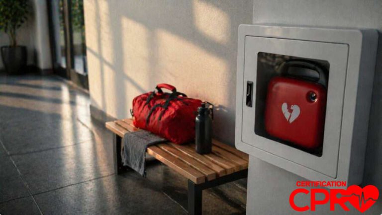 CPR training kit and AED device for cardiac emergencies in Durham.